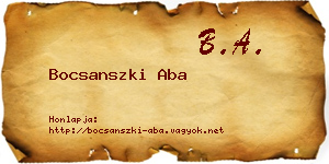 Bocsanszki Aba névjegykártya